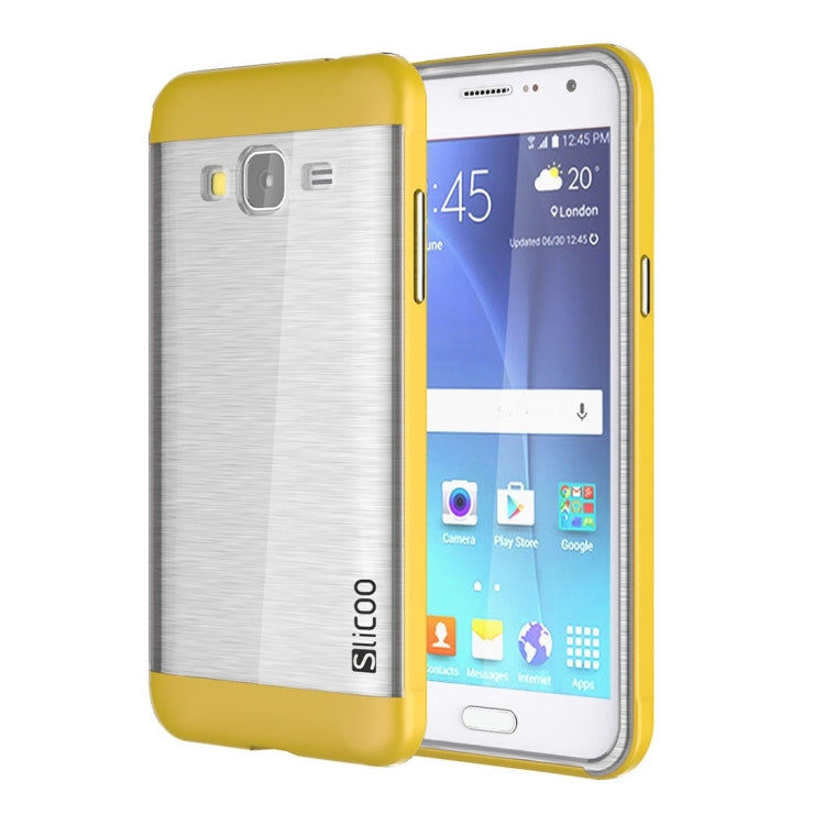 Slicoo Brushed Texture Electroplating Transparenct TPU + PC Combination Case for Galaxy J3 / J3109