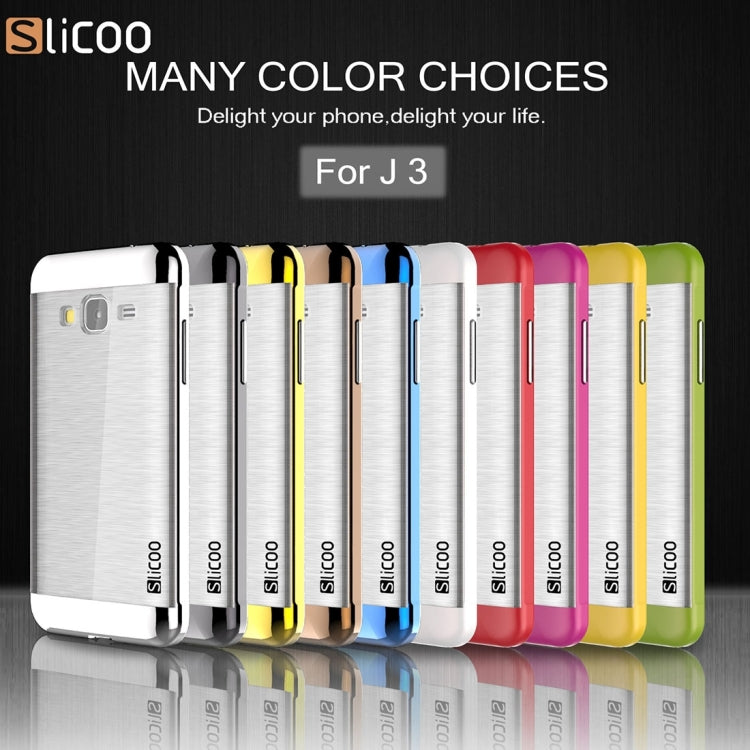 Slicoo Brushed Texture Electroplating Transparenct TPU + PC Combination Case for Galaxy J3 / J3109