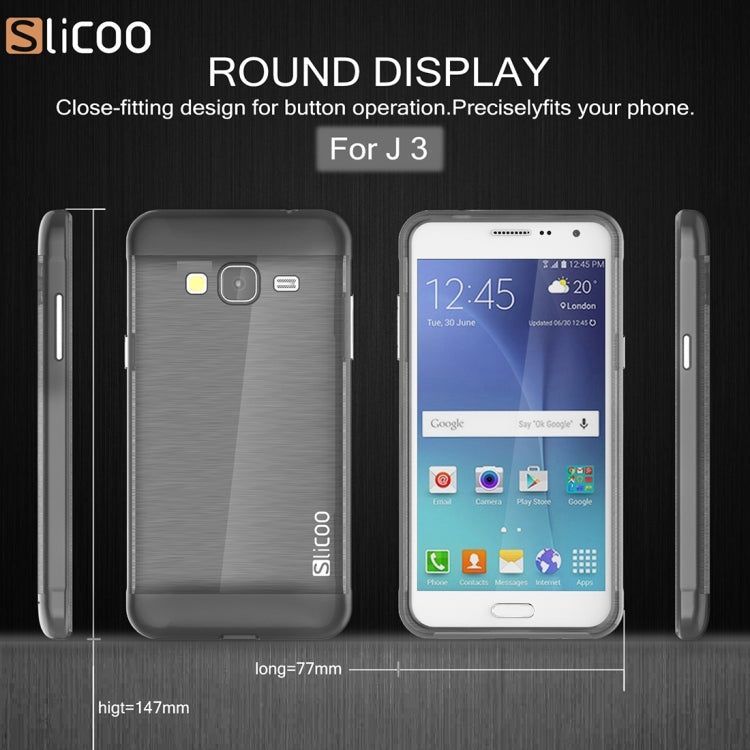 Slicoo Brushed Texture Electroplating PC + TPU Combination Case for Galaxy J3 / J3109