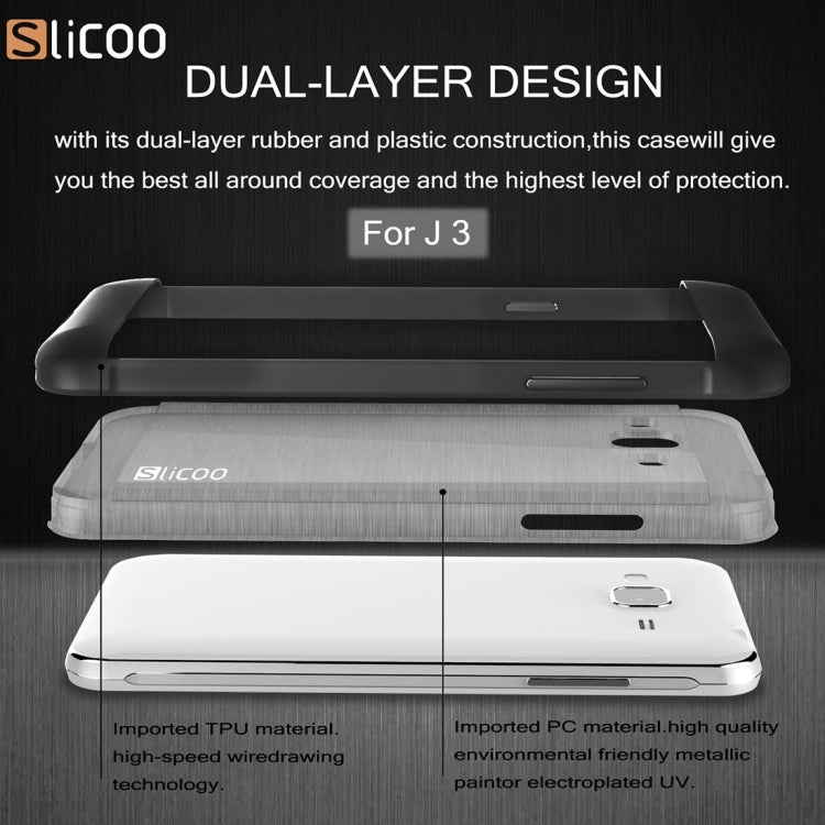 Slicoo Brushed Texture Electroplating PC + TPU Combination Case for Galaxy J3 / J3109