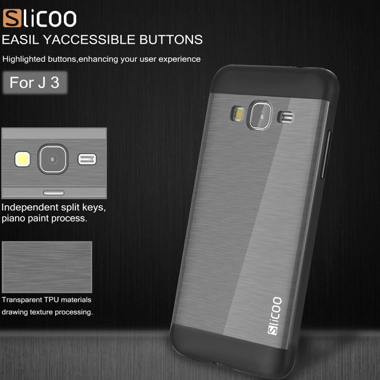 Slicoo Brushed Texture Electroplating PC + TPU Combination Case for Galaxy J3 / J3109