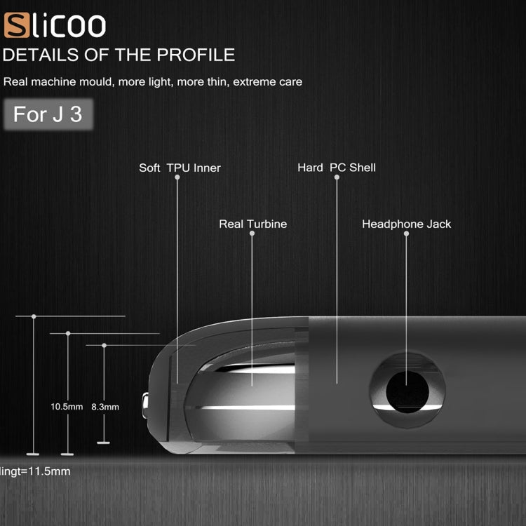 Slicoo Brushed Texture Electroplating PC + TPU Combination Case for Galaxy J3 / J3109