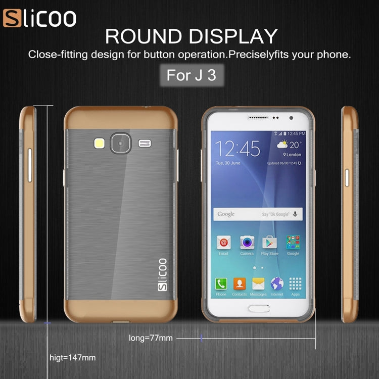 Slicoo Brushed Texture Electroplating PC + TPU Combination Case for Galaxy J3 / J3109