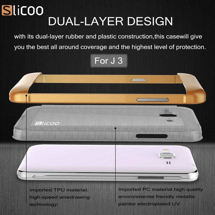 Slicoo Brushed Texture Electroplating PC + TPU Combination Case for Galaxy J3 / J3109