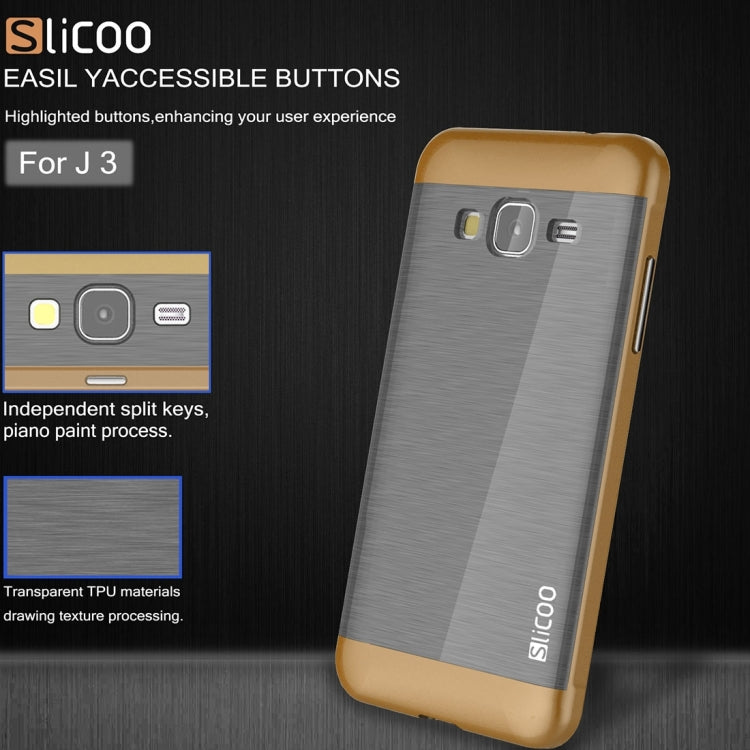 Slicoo Brushed Texture Electroplating PC + TPU Combination Case for Galaxy J3 / J3109