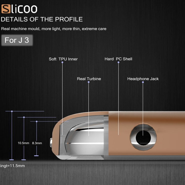 Slicoo Brushed Texture Electroplating PC + TPU Combination Case for Galaxy J3 / J3109