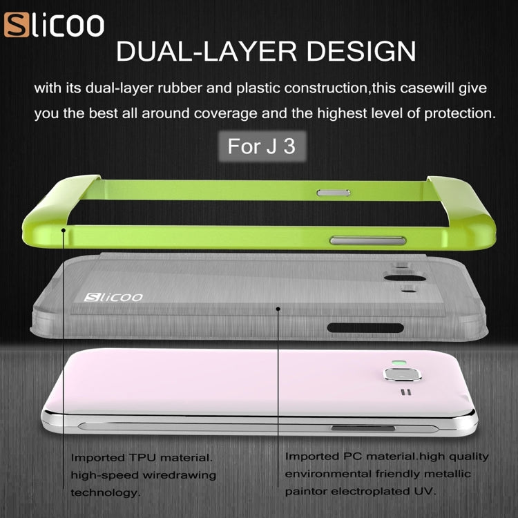 Slicoo Brushed Texture Electroplating PC + TPU Combination Case for Galaxy J3 / J3109