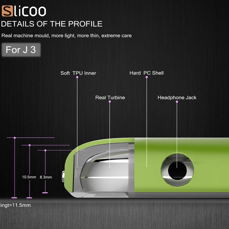 Slicoo Brushed Texture Electroplating PC + TPU Combination Case for Galaxy J3 / J3109