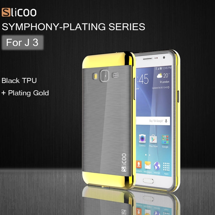 Slicoo Brushed Texture Electroplating PC + TPU Combination Case for Galaxy J3 / J3109