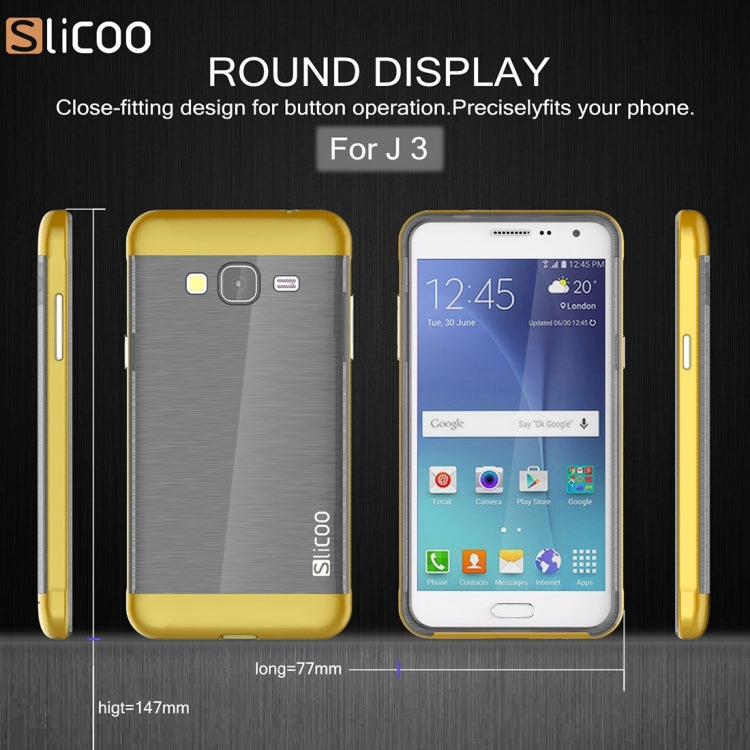 Slicoo Brushed Texture Electroplating PC + TPU Combination Case for Galaxy J3 / J3109