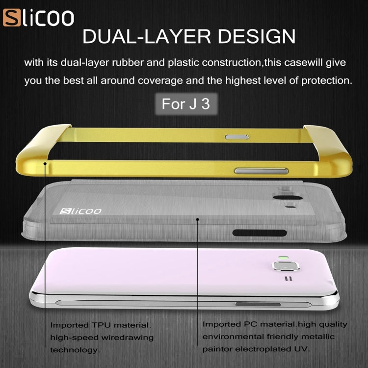 Slicoo Brushed Texture Electroplating PC + TPU Combination Case for Galaxy J3 / J3109