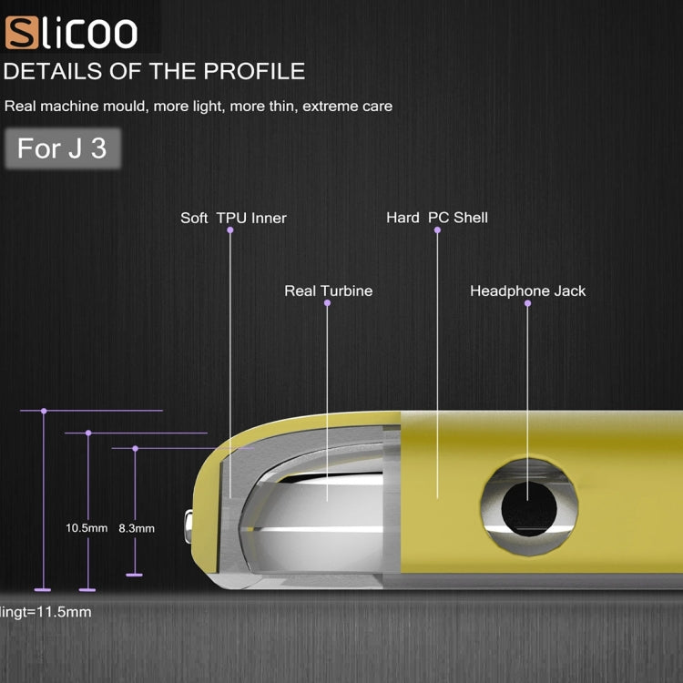 Slicoo Brushed Texture Electroplating PC + TPU Combination Case for Galaxy J3 / J3109
