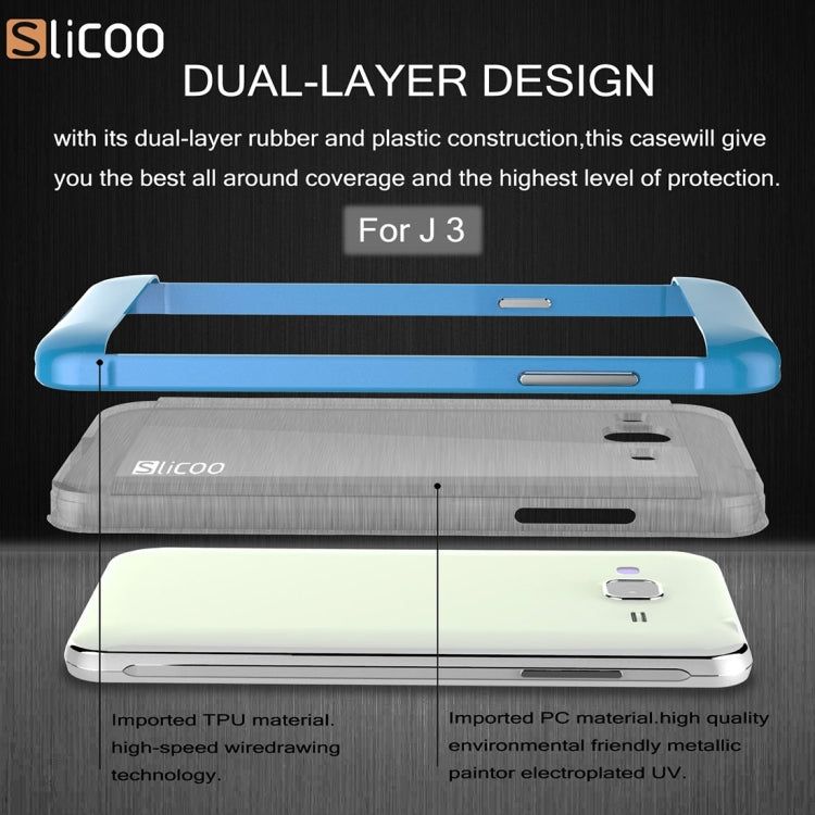 Slicoo Brushed Texture Electroplating PC + TPU Combination Case for Galaxy J3 / J3109