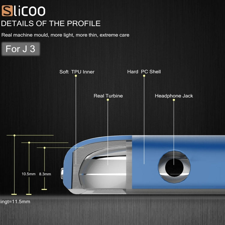 Slicoo Brushed Texture Electroplating PC + TPU Combination Case for Galaxy J3 / J3109