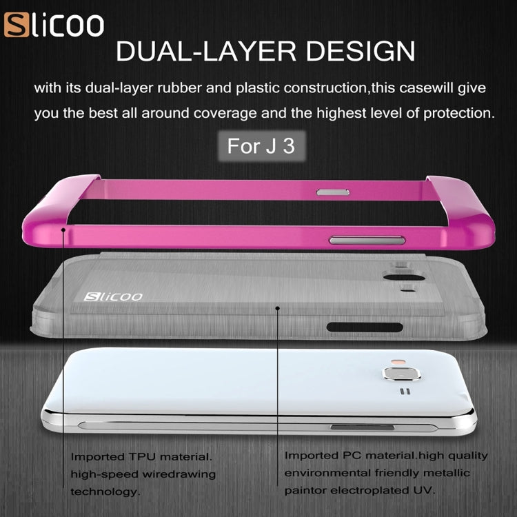 Slicoo Brushed Texture Electroplating PC + TPU Combination Case for Galaxy J3 / J3109