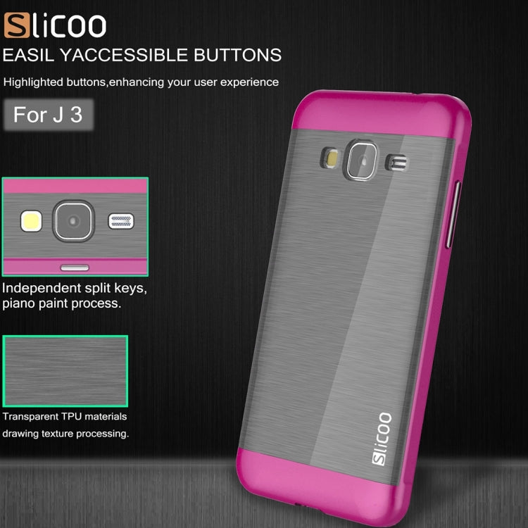 Slicoo Brushed Texture Electroplating PC + TPU Combination Case for Galaxy J3 / J3109