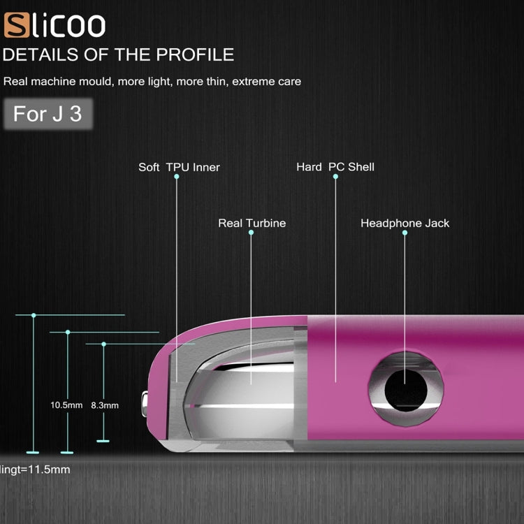 Slicoo Brushed Texture Electroplating PC + TPU Combination Case for Galaxy J3 / J3109