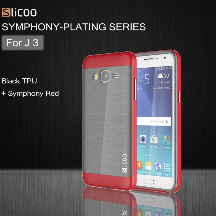 Slicoo Brushed Texture Electroplating PC + TPU Combination Case for Galaxy J3 / J3109