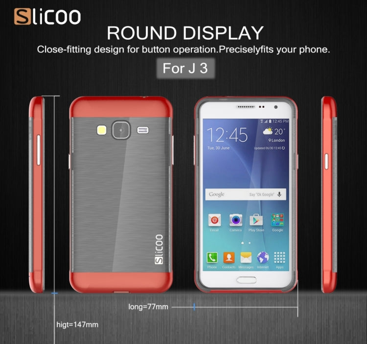 Slicoo Brushed Texture Electroplating PC + TPU Combination Case for Galaxy J3 / J3109