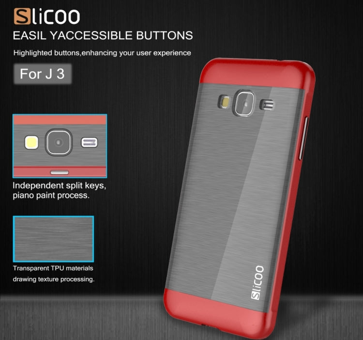 Slicoo Brushed Texture Electroplating PC + TPU Combination Case for Galaxy J3 / J3109
