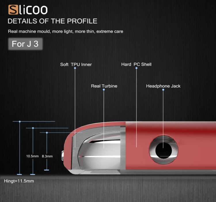 Slicoo Brushed Texture Electroplating PC + TPU Combination Case for Galaxy J3 / J3109