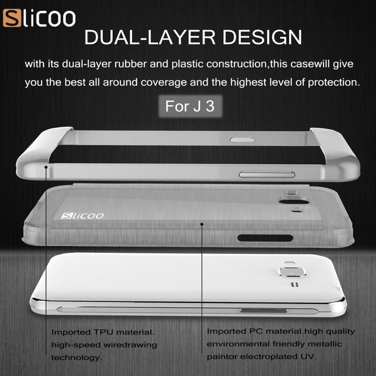 Slicoo Brushed Texture Electroplating PC + TPU Combination Case for Galaxy J3 / J3109