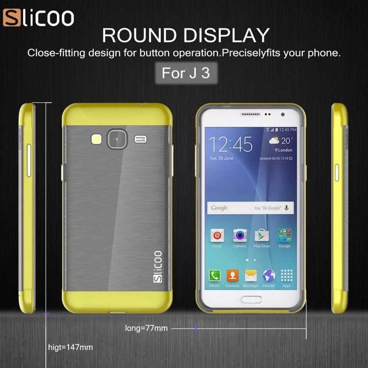 Slicoo Brushed Texture Electroplating PC + TPU Combination Case for Galaxy J3 / J3109