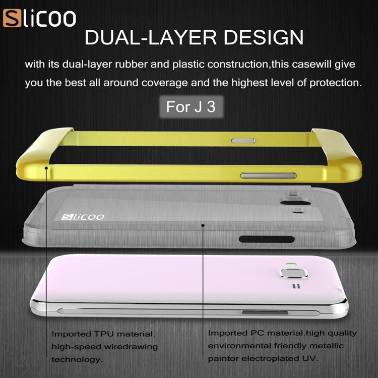 Slicoo Brushed Texture Electroplating PC + TPU Combination Case for Galaxy J3 / J3109