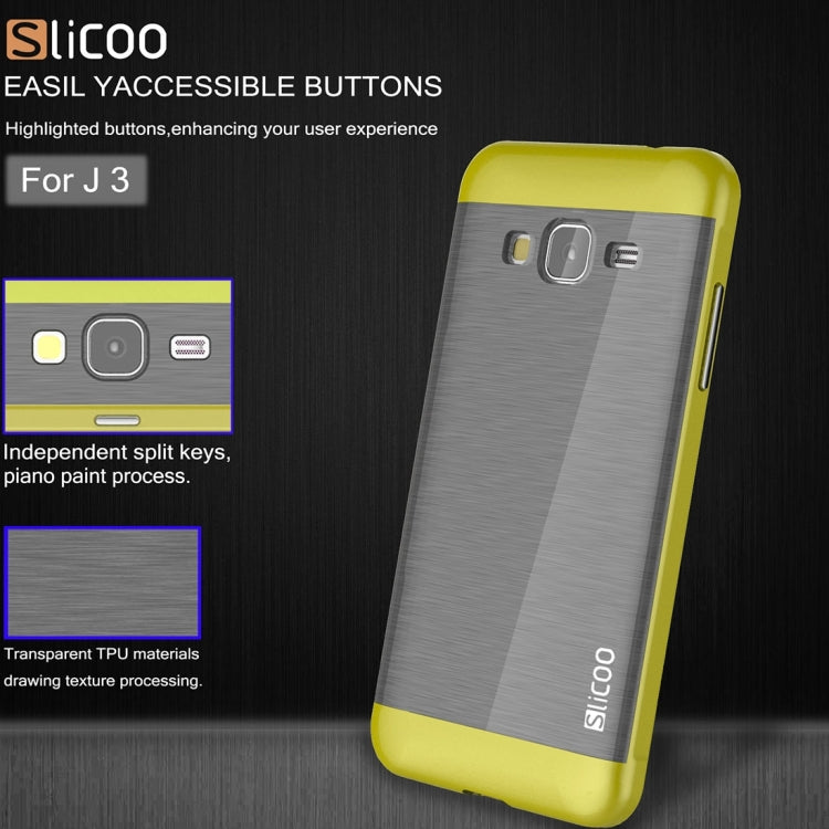 Slicoo Brushed Texture Electroplating PC + TPU Combination Case for Galaxy J3 / J3109