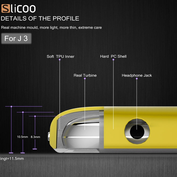 Slicoo Brushed Texture Electroplating PC + TPU Combination Case for Galaxy J3 / J3109