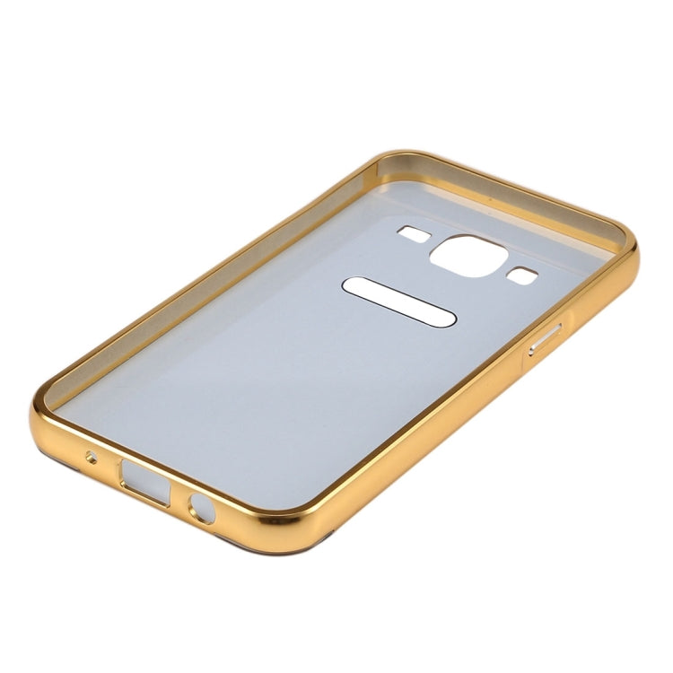 For Galaxy Core Prime / G360 Fashionable Electroplating Push Pull Back Shell Cover + Metal Bumper Frame