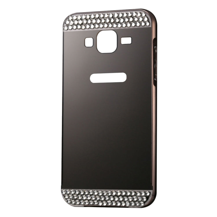 For Galaxy Core Prime / G360 Fashionable Diamond Encrusted Electroplating Push Pull Back Shell Cover + Metal Bumper Frame