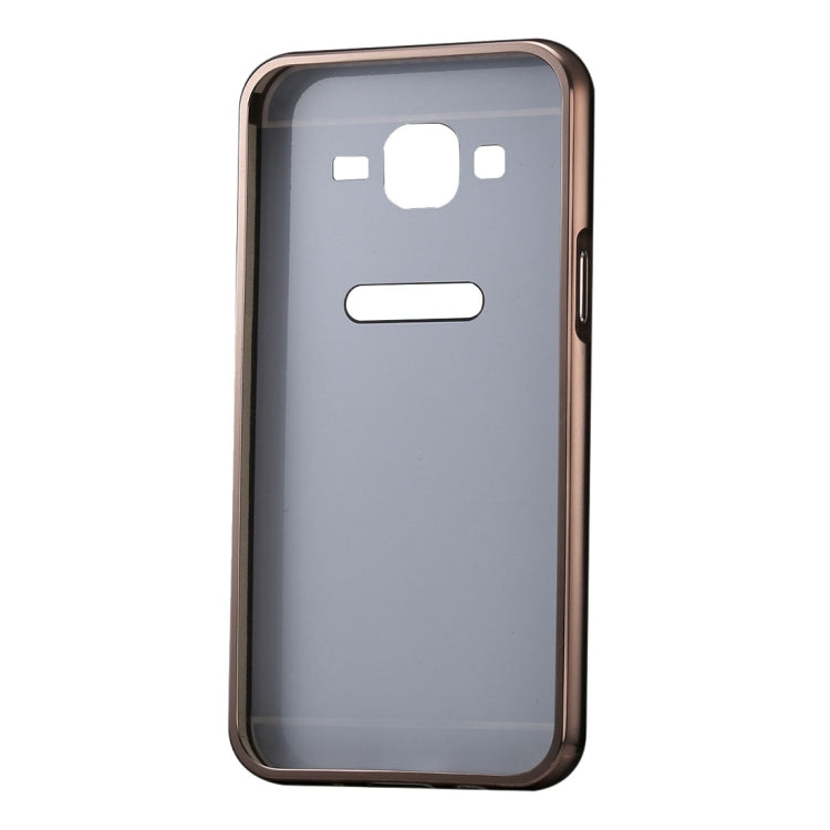 For Galaxy Core Prime / G360 Fashionable Diamond Encrusted Electroplating Push Pull Back Shell Cover + Metal Bumper Frame
