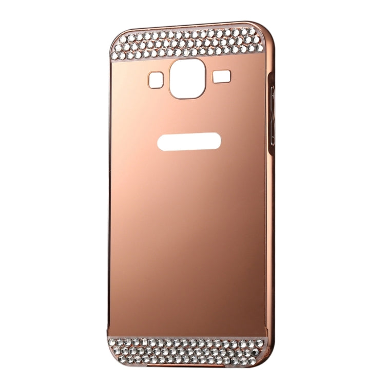 For Galaxy Core Prime / G360 Fashionable Diamond Encrusted Electroplating Push Pull Back Shell Cover + Metal Bumper Frame