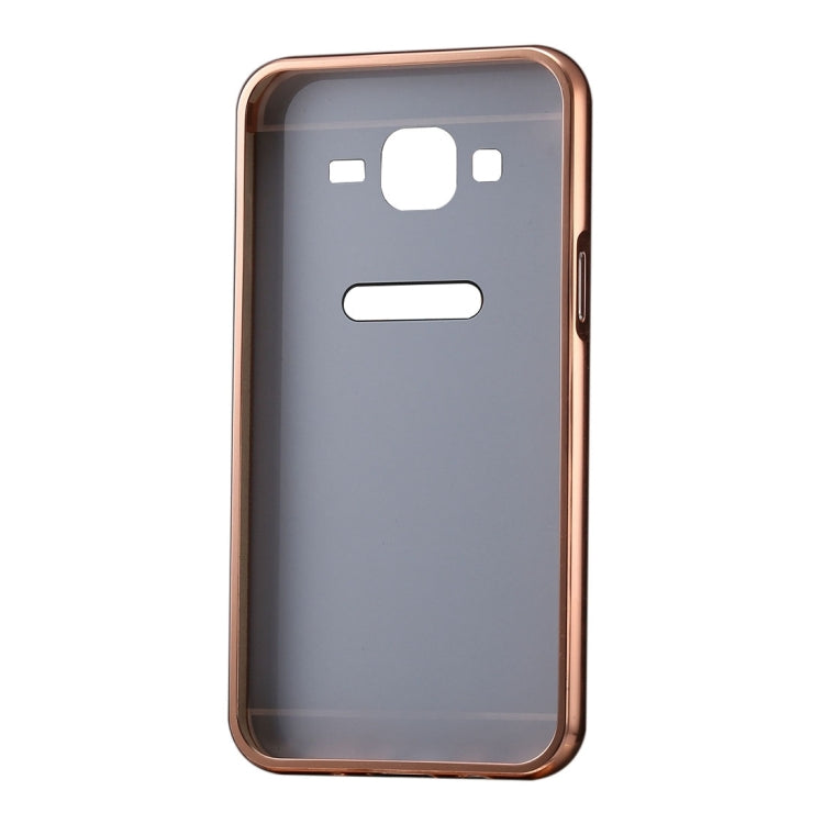 For Galaxy Core Prime / G360 Fashionable Diamond Encrusted Electroplating Push Pull Back Shell Cover + Metal Bumper Frame