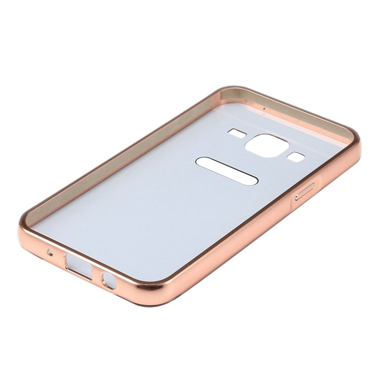 For Galaxy Core Prime / G360 Fashionable Diamond Encrusted Electroplating Push Pull Back Shell Cover + Metal Bumper Frame