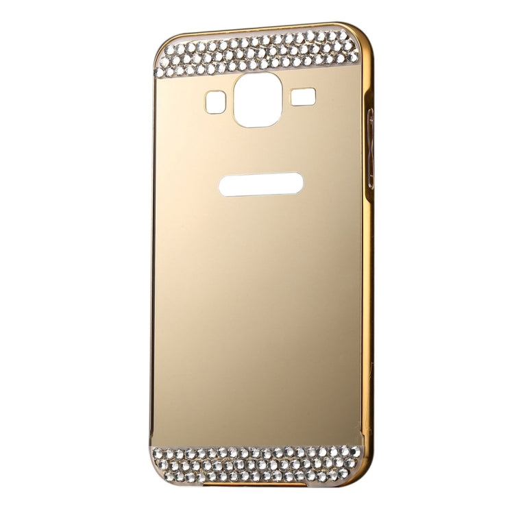 For Galaxy Core Prime / G360 Fashionable Diamond Encrusted Electroplating Push Pull Back Shell Cover + Metal Bumper Frame