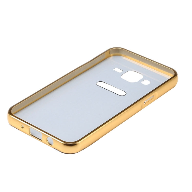 For Galaxy Core Prime / G360 Fashionable Diamond Encrusted Electroplating Push Pull Back Shell Cover + Metal Bumper Frame
