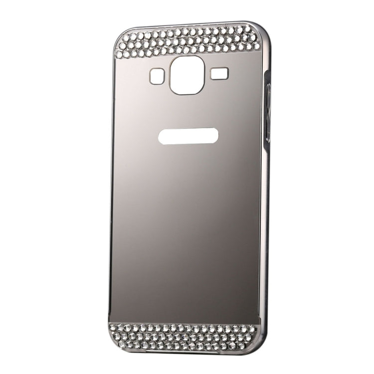 For Galaxy Core Prime / G360 Fashionable Diamond Encrusted Electroplating Push Pull Back Shell Cover + Metal Bumper Frame