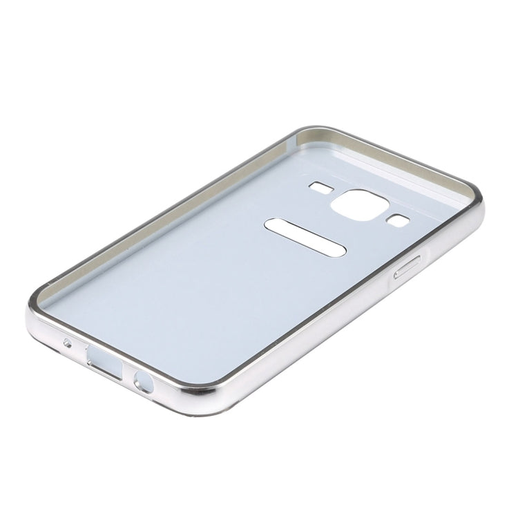 For Galaxy Core Prime / G360 Fashionable Diamond Encrusted Electroplating Push Pull Back Shell Cover + Metal Bumper Frame