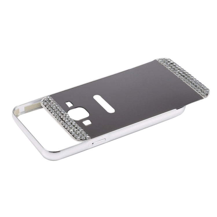 For Galaxy Core Prime / G360 Fashionable Diamond Encrusted Electroplating Push Pull Back Shell Cover + Metal Bumper Frame