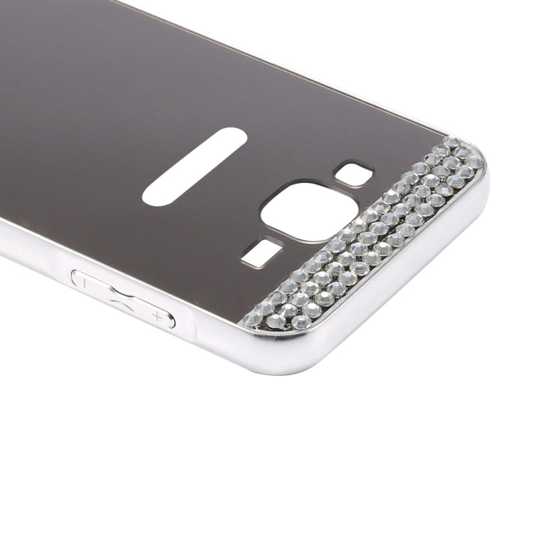 For Galaxy Core Prime / G360 Fashionable Diamond Encrusted Electroplating Push Pull Back Shell Cover + Metal Bumper Frame
