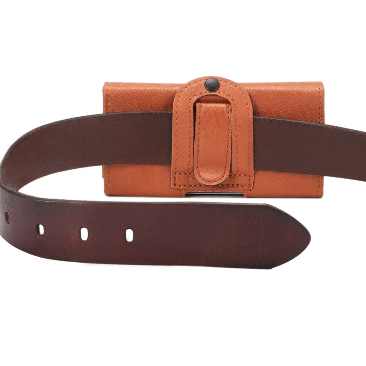 5.7 inch Bark Texture Horizontal Style Leather Waist Bag with Back Splint for Galaxy S6 Edge Plus / Note5 / Note4(Brown)