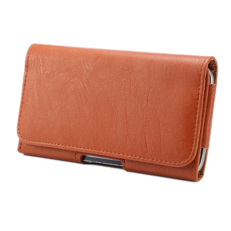6.0 inch - 6.5 inch Bark Texture Horizontal Style Leather Waist Bag with Back Splint for Huawei Mate 8 / Mate 7, Galaxy Mega 6.3(Brown)