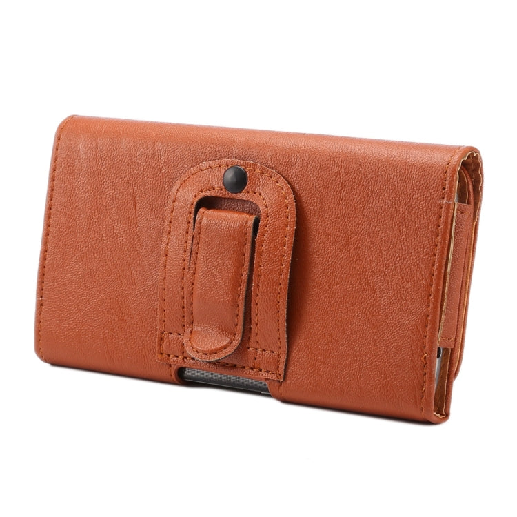 6.0 inch - 6.5 inch Bark Texture Horizontal Style Leather Waist Bag with Back Splint for Huawei Mate 8 / Mate 7, Galaxy Mega 6.3(Brown)