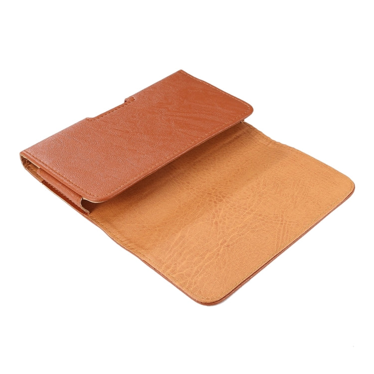 6.0 inch - 6.5 inch Bark Texture Horizontal Style Leather Waist Bag with Back Splint for Huawei Mate 8 / Mate 7, Galaxy Mega 6.3(Brown)
