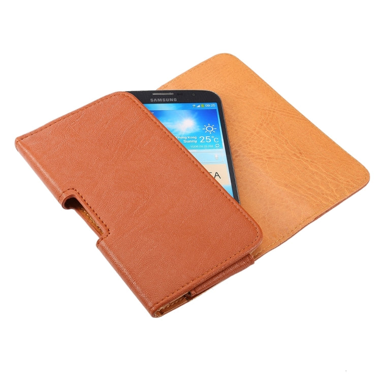 6.0 inch - 6.5 inch Bark Texture Horizontal Style Leather Waist Bag with Back Splint for Huawei Mate 8 / Mate 7, Galaxy Mega 6.3(Brown)