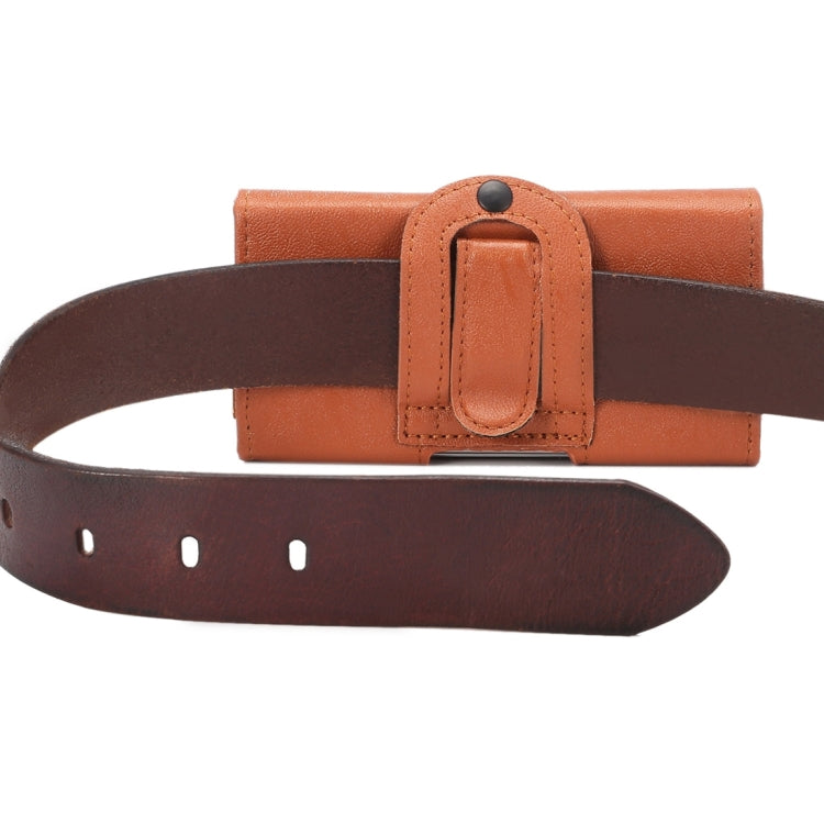 6.0 inch - 6.5 inch Bark Texture Horizontal Style Leather Waist Bag with Back Splint for Huawei Mate 8 / Mate 7, Galaxy Mega 6.3(Brown)