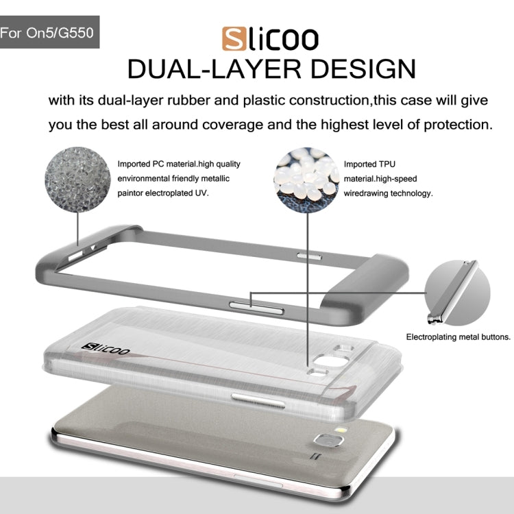 Slicoo for Galaxy On5 / G550 Brushed Texture Electroplating Transparenct TPU + PC Combination Case
