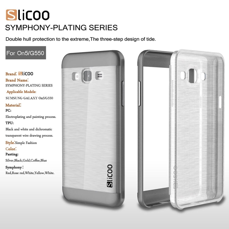 Slicoo for Galaxy On5 / G550 Brushed Texture Electroplating Transparenct TPU + PC Combination Case